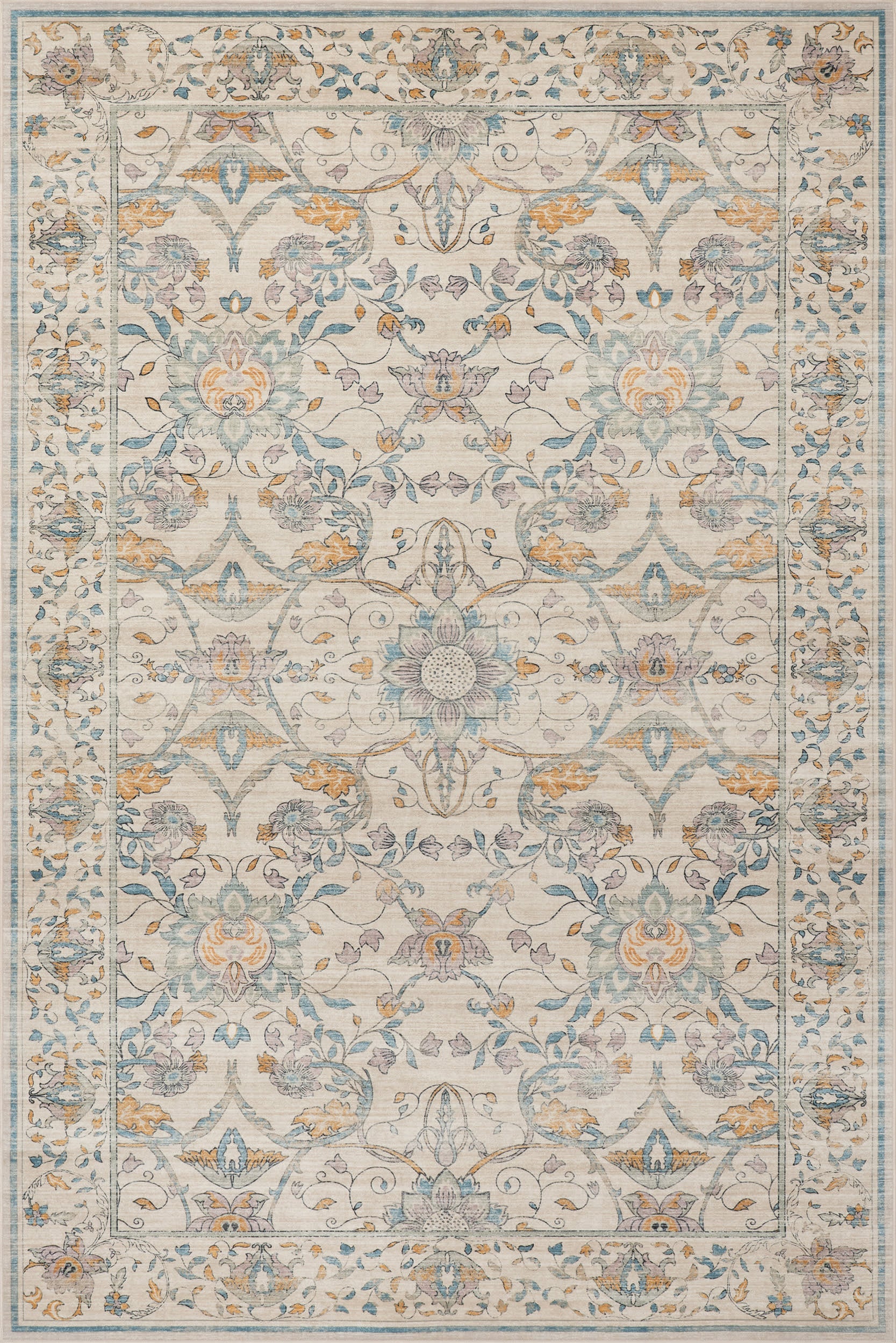 Alinae Floral Washable Rug | Beige