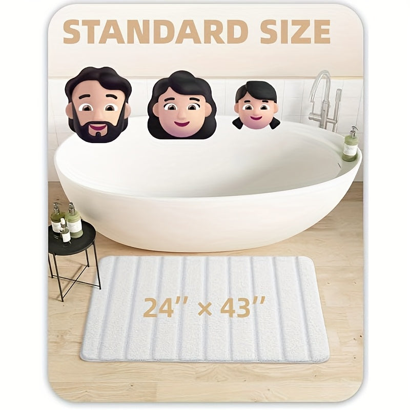1pc Non Slip Bath Mat, Super Absorbent Floor Mat, Rubber Backing Bathroom Rug, Machine Washable Shower Mat for Bathroom, Laundry, Shower, Tub, Floor, Bathroom Accessories And Home Decor