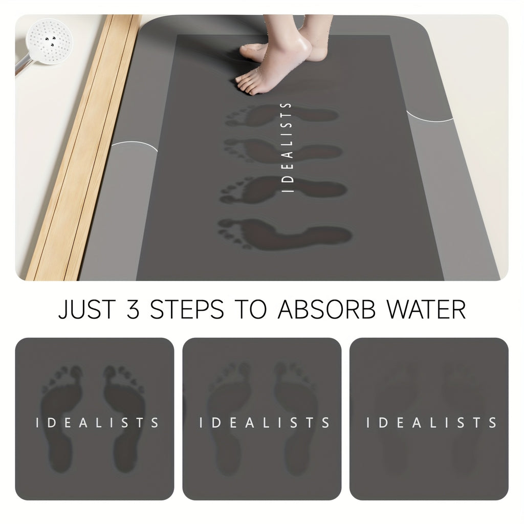 Large Size Diatomite Bath Mat - Absorbent Quick-Dry Non-Slip Bathroom Mat, Durable & Soft Floor Mat, Perfect for, Bedroom, RV, Bathtub And Shower, Kitchen, Home Decor Foot Mat, Bathroom Floor Mat, Rubberbacked Mat, Machine Washable, Extra Large Bath Mat,