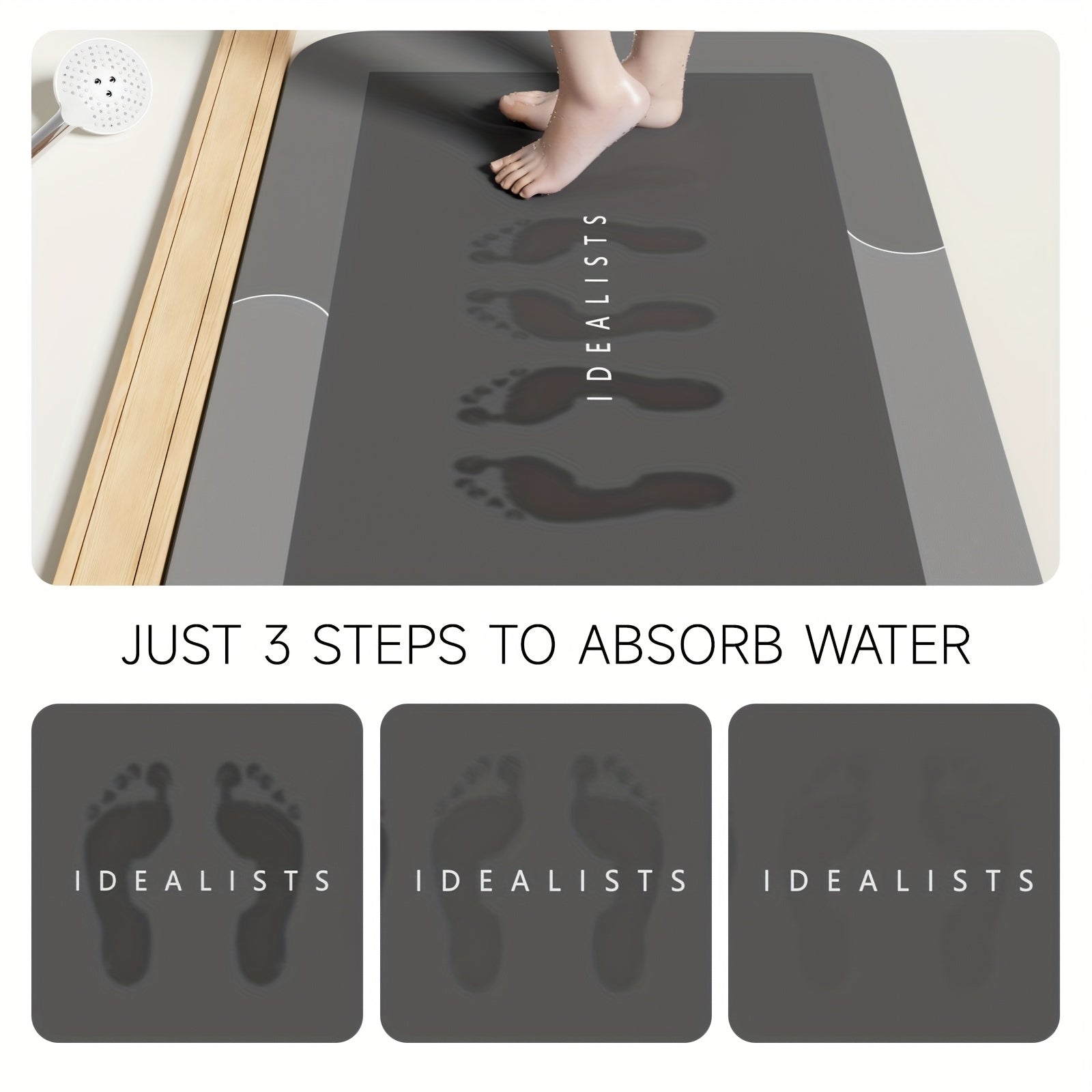 Large Size Diatomite Bath Mat - Absorbent Quick-Dry Non-Slip Bathroom Mat, Durable & Soft Floor Mat, Perfect for, Bedroom, RV, Bathtub And Shower, Kitchen, Home Decor Foot Mat, Bathroom Floor Mat, Rubberbacked Mat, Machine Washable, Extra Large Bath Mat,