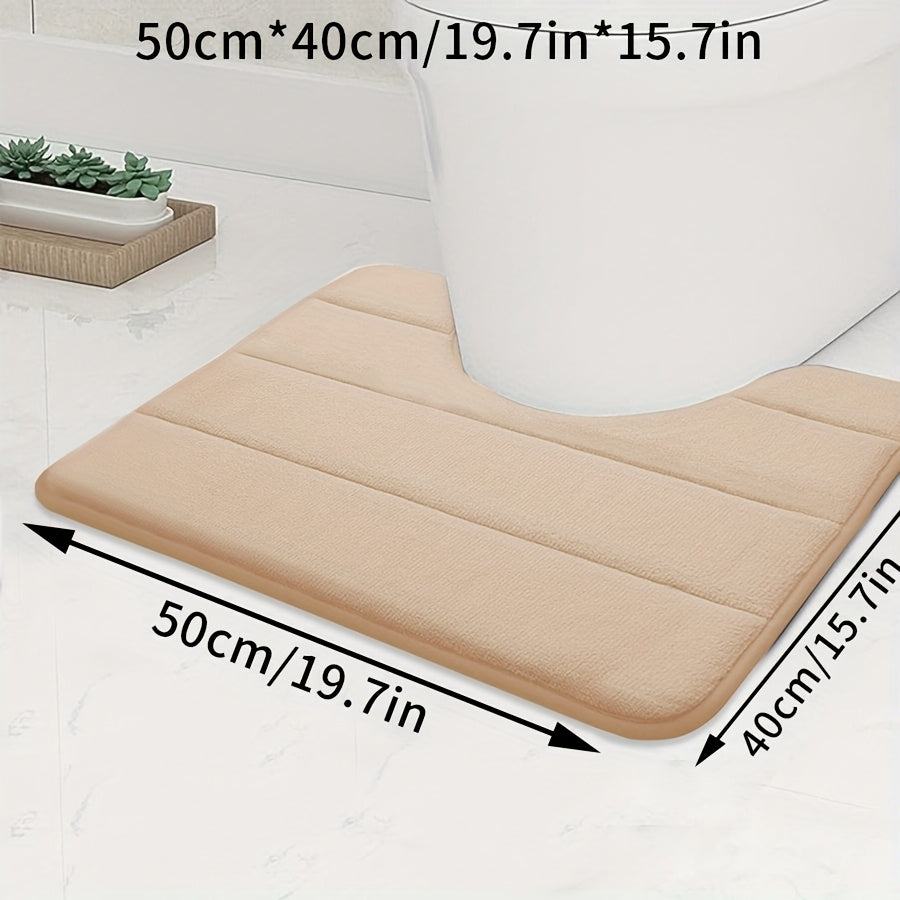 1pc U-shaped Contour. Super Soft. High Resilience Sponge. Coral Fleece. Bathroom Floor Mat, Quick Absorption, Washable, Machine Washable, Quick Drying, Thickened Non-slip Bath Mat, Carpet Soft and Comfortable, Very Suitable for Various Home Decoration
