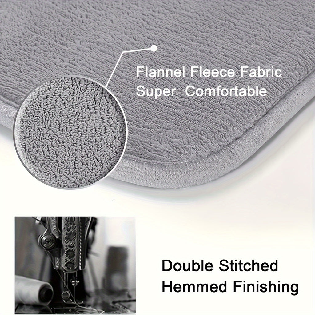 Luxurious Dark Blue Flannel Bath Mat - Absorbent, Non-Slip, L-Shaped Shower Door Mat for Bathroom Safety, Soft and Plush Texture, Perfect for Modern Bathrooms, Bathroom Mat