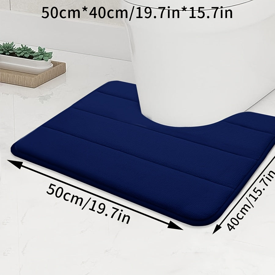 1pc U-shaped Contour. Super Soft. High Resilience Sponge. Coral Fleece. Bathroom Floor Mat, Quick Absorption, Washable, Machine Washable, Quick Drying, Thickened Non-slip Bath Mat, Carpet Soft and Comfortable, Very Suitable for Various Home Decoration