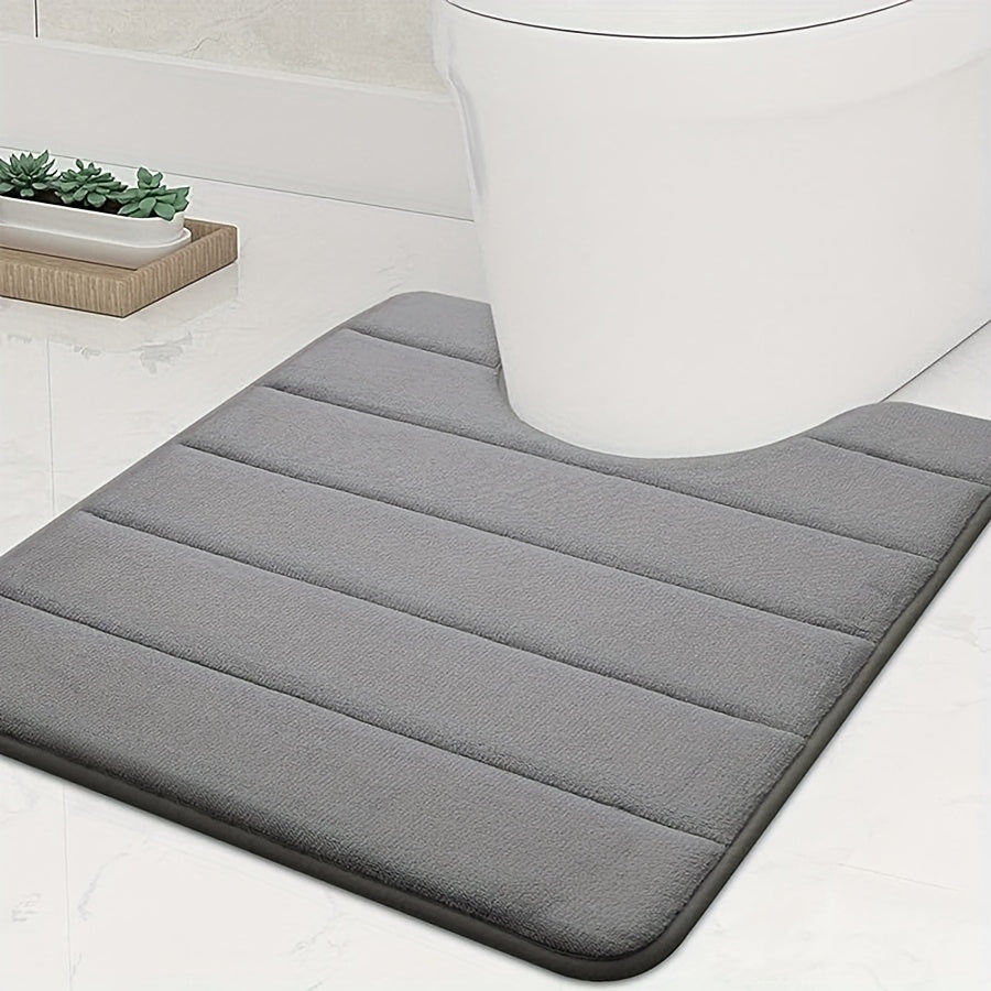 1pc U-shaped Contour. Super Soft. High Resilience Sponge. Coral Fleece. Bathroom Floor Mat, Quick Absorption, Washable, Machine Washable, Quick Drying, Thickened Non-slip Bath Mat, Carpet Soft and Comfortable, Very Suitable for Various Home Decoration