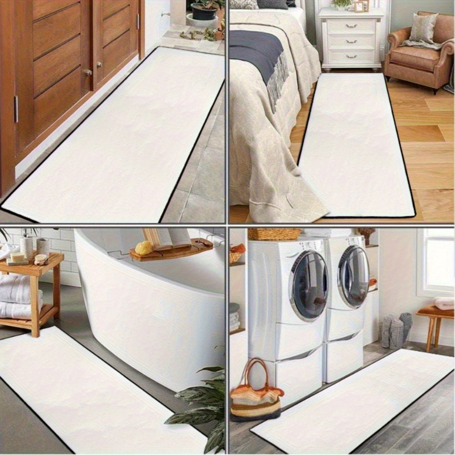 [Non-Slip Bath Mat] Non-Slip Water Absorbent Microfiber Bath Mat, Black Get Naked Long Runner Rug for Bathroom, Cute Fun Simple