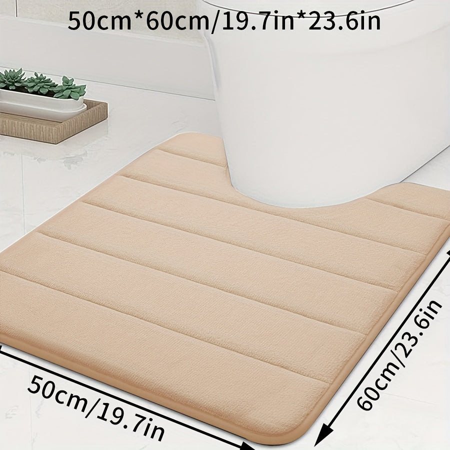 1pc U-shaped Contour. Super Soft. High Resilience Sponge. Coral Fleece. Bathroom Floor Mat, Quick Absorption, Washable, Machine Washable, Quick Drying, Thickened Non-slip Bath Mat, Carpet Soft and Comfortable, Very Suitable for Various Home Decoration