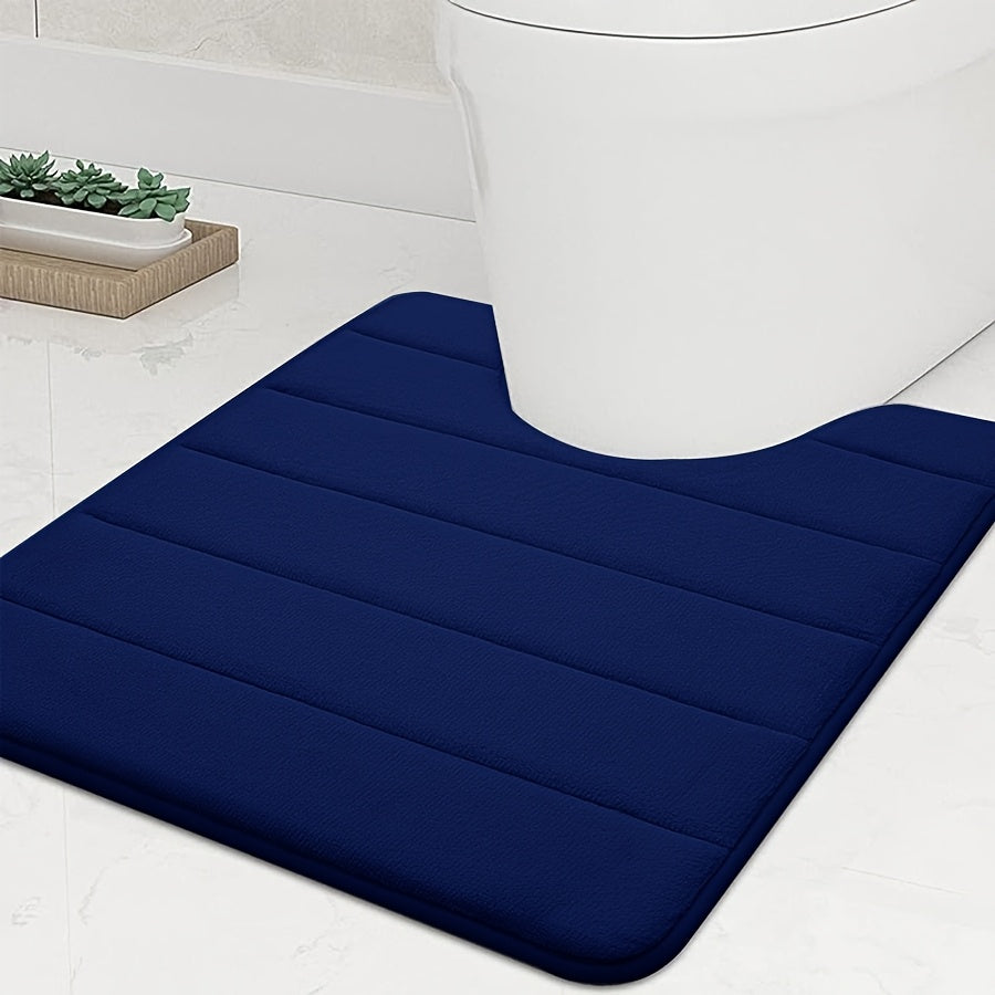 1pc U-shaped Contour. Super Soft. High Resilience Sponge. Coral Fleece. Bathroom Floor Mat, Quick Absorption, Washable, Machine Washable, Quick Drying, Thickened Non-slip Bath Mat, Carpet Soft and Comfortable, Very Suitable for Various Home Decoration