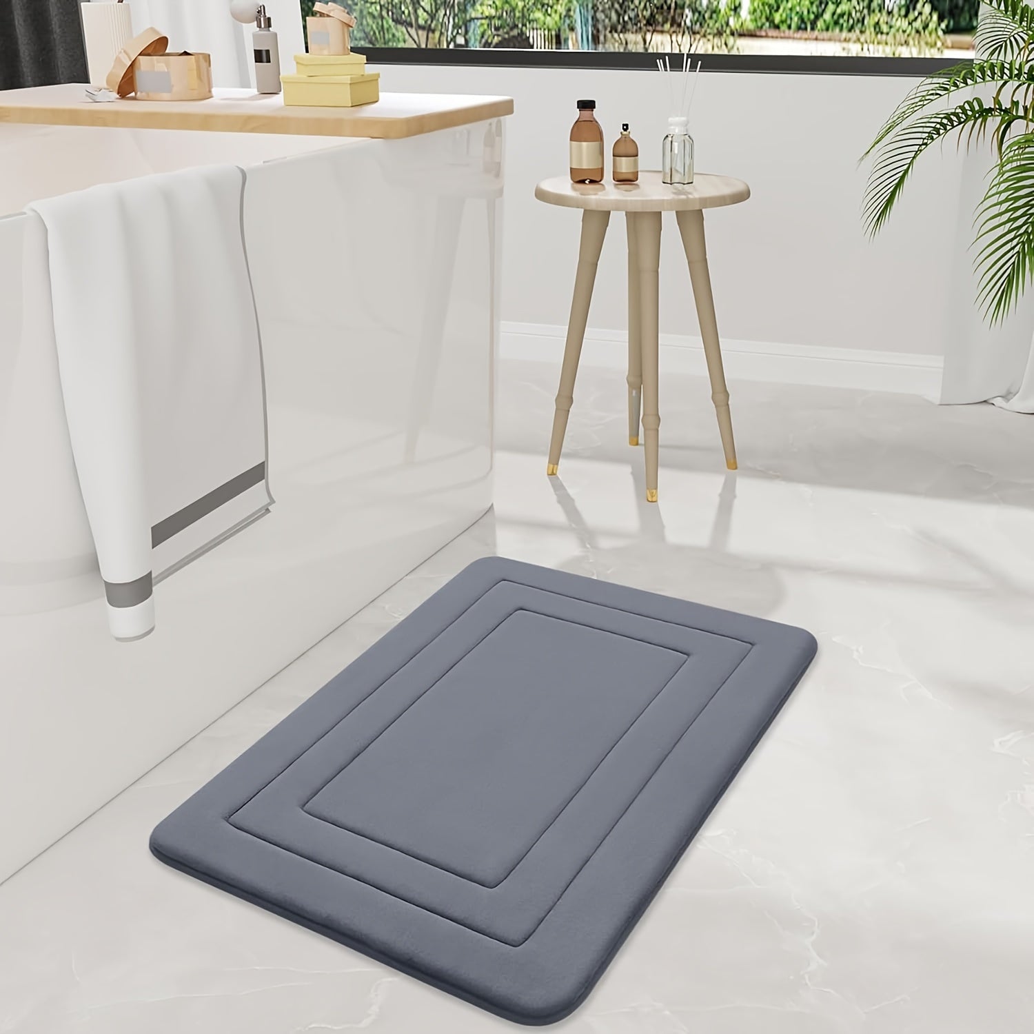 1pc Non-Slip Bath Mat - Extra Long Floor Mat (27.5x59"), Quick-Dry Bathroom, Kitchen, Office, Laundry Mat - Machine Washable Polyester Mat for Home, Spa, or Gift - Ideal for Women, Moms, Housewarming, Christmas, Birthday Presents - Easy Clean Bathroom,