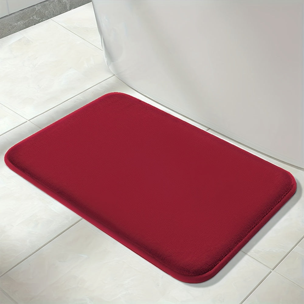 1pc Classic Minimalist Solid Color Soft Rebound Memory Foam Absorbent Non-Slip Bath Mat, Machine Washable Toilet Rug, Rugs for Bathroom, Bath Mats for Bathroom Floor Washable, Non Slip Bathtub Mat, Bathroom Mat Long, Large Bath Mat, Bathroom Rug, Shower