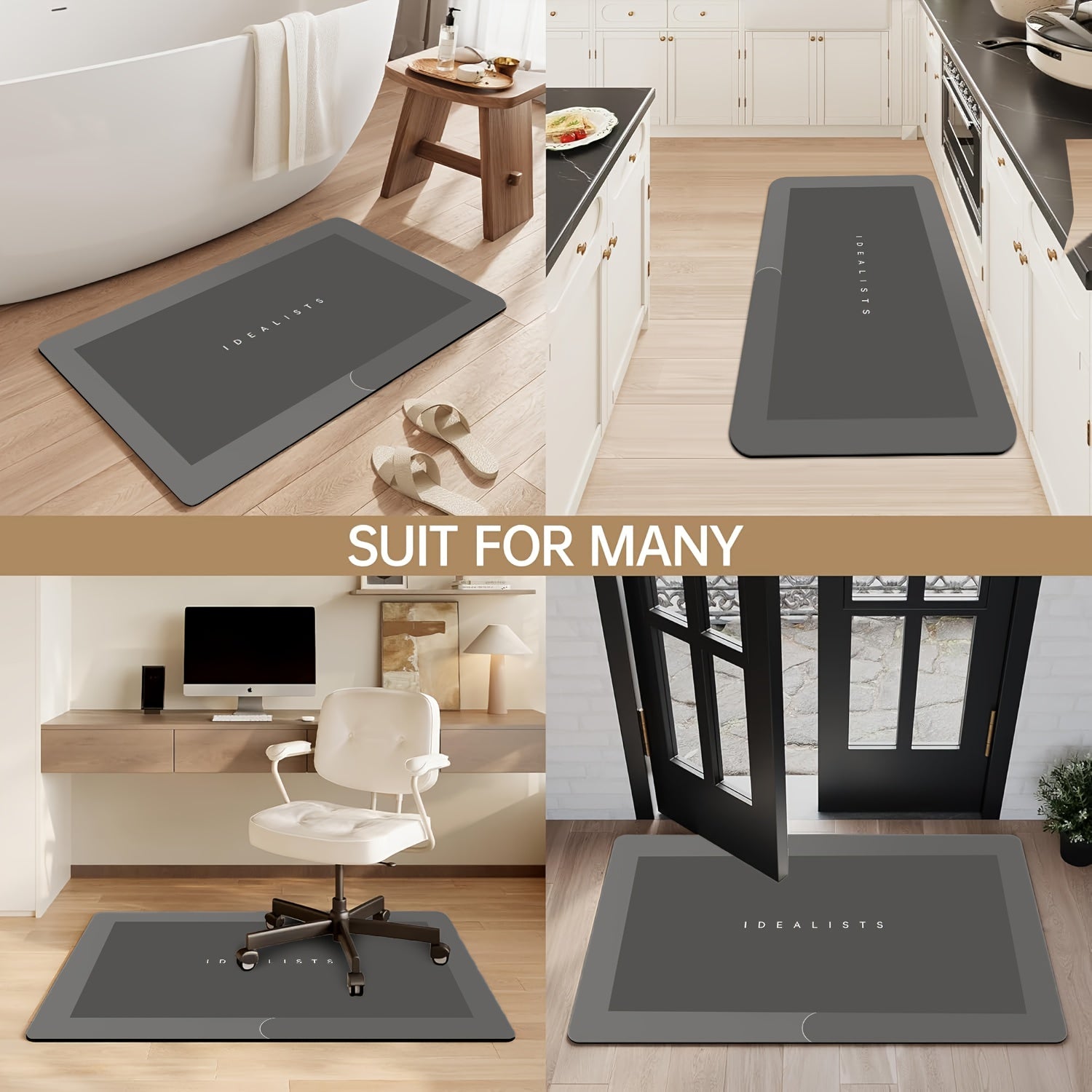 Large Size Diatomite Bath Mat - Absorbent Quick-Dry Non-Slip Bathroom Mat, Durable & Soft Floor Mat, Perfect for, Bedroom, RV, Bathtub And Shower, Kitchen, Home Decor Foot Mat, Bathroom Floor Mat, Rubberbacked Mat, Machine Washable, Extra Large Bath Mat,