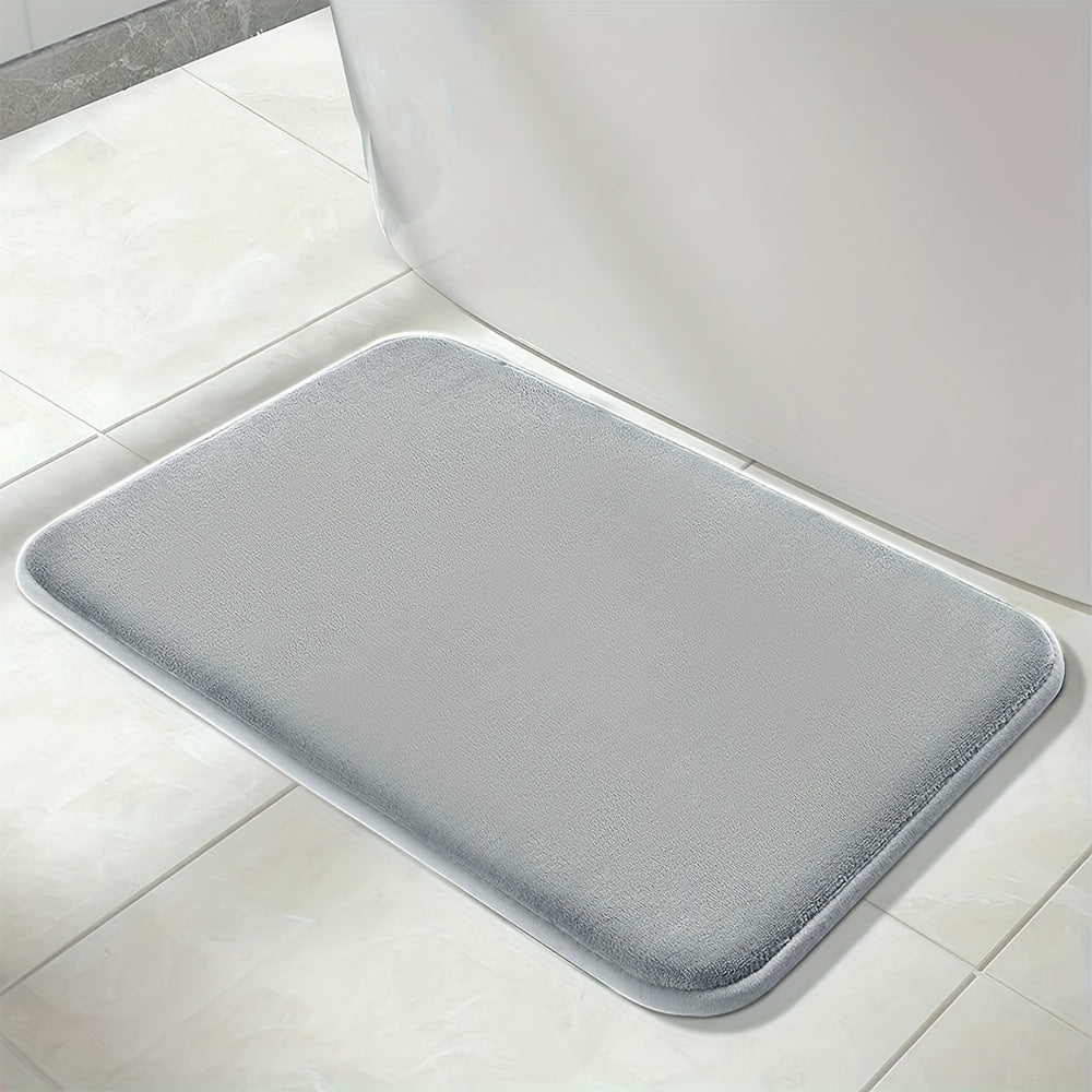 1pc Classic Minimalist Solid Color Soft Rebound Memory Foam Absorbent Non-Slip Bath Mat, Machine Washable Toilet Rug, Rugs for Bathroom, Bath Mats for Bathroom Floor Washable, Non Slip Bathtub Mat, Bathroom Mat Long, Large Bath Mat, Bathroom Rug, Shower