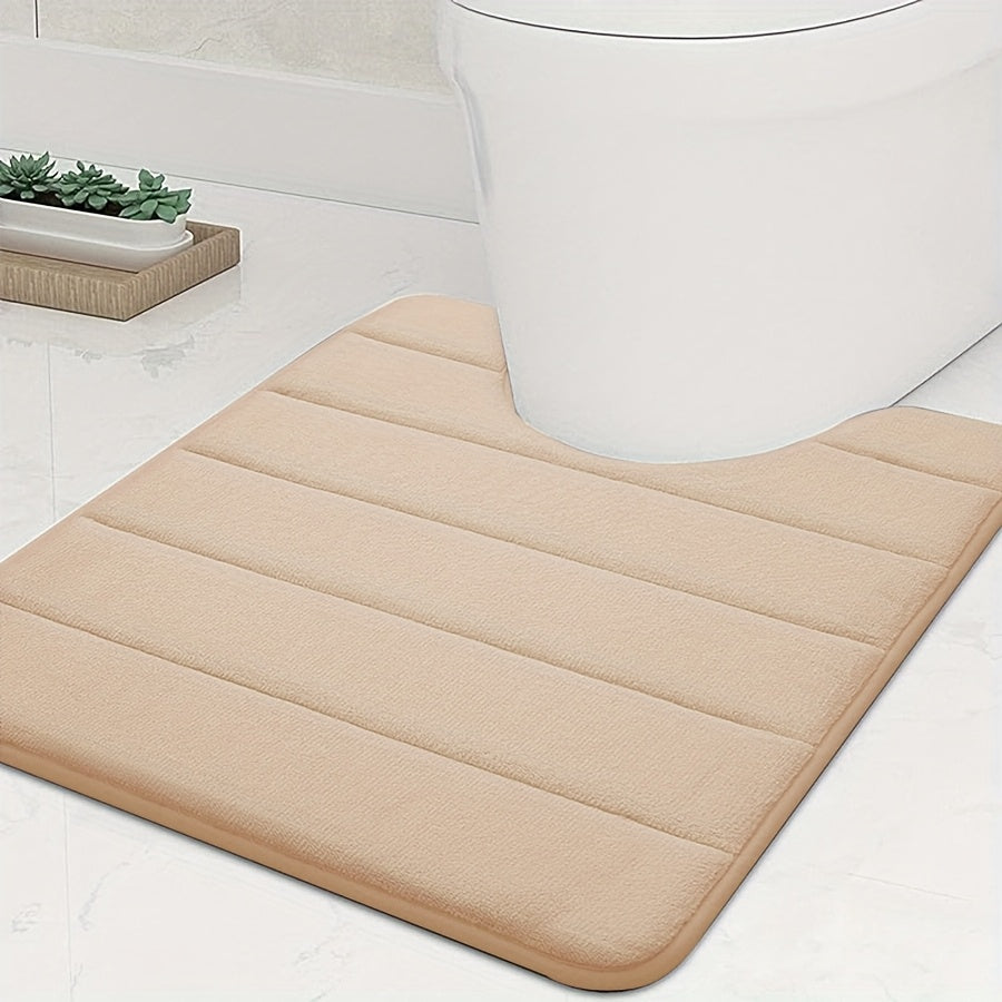 1pc U-shaped Contour. Super Soft. High Resilience Sponge. Coral Fleece. Bathroom Floor Mat, Quick Absorption, Washable, Machine Washable, Quick Drying, Thickened Non-slip Bath Mat, Carpet Soft and Comfortable, Very Suitable for Various Home Decoration