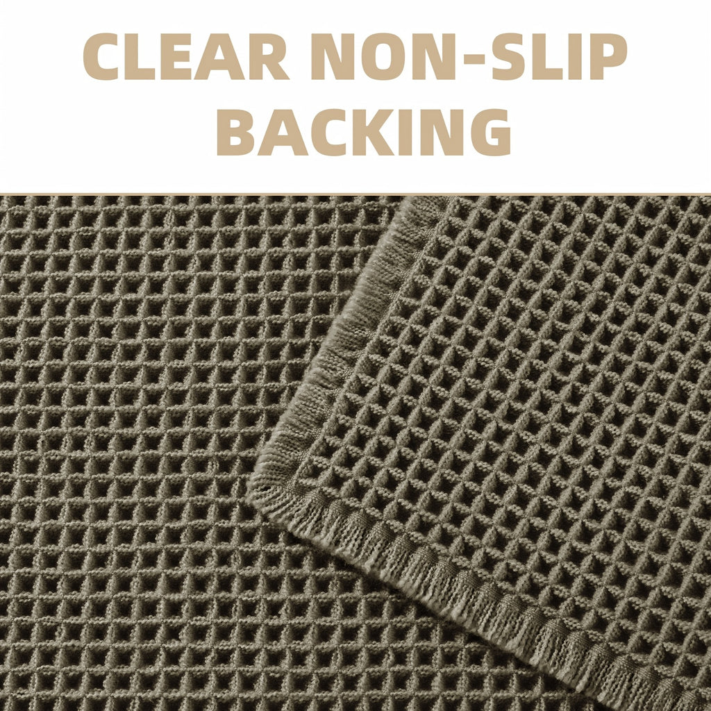 SIXHOME Ultra-Absorbent Waffle Bath Mat - Non-Slip, Machine Washable with Tassels, Rubber Backed Polyester Blend Rug for Bathroom Floor