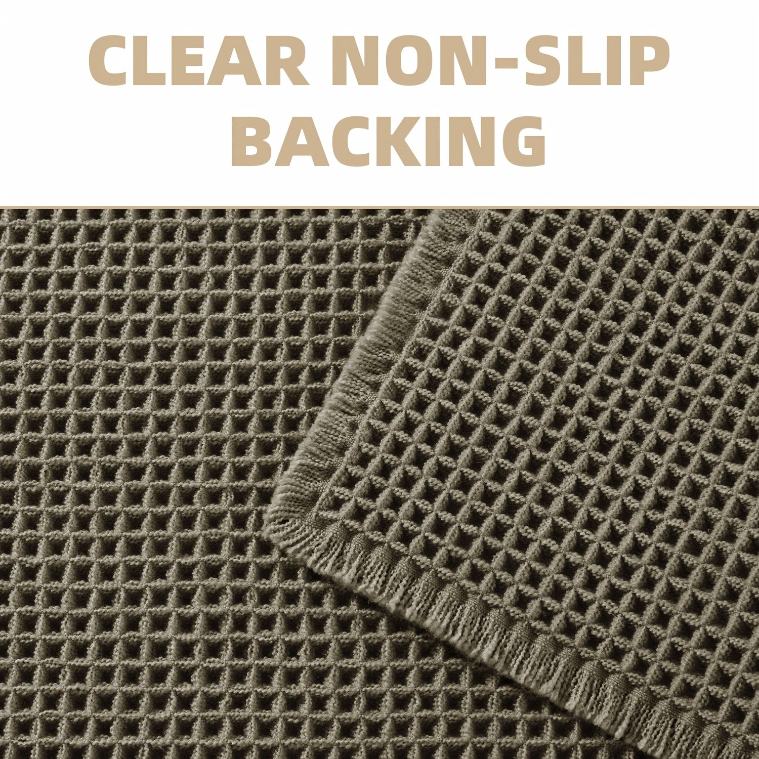SIXHOME Ultra-Absorbent Waffle Bath Mat - Non-Slip, Machine Washable with Tassels, Rubber Backed Polyester Blend Rug for Bathroom Floor