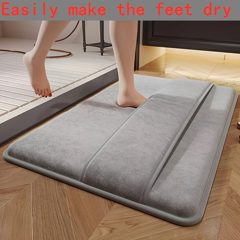 Thickened Absorbent Bathroom Mat Non-Slip Bath Foot Scrubber with Back Wipe Quick-Dry Pad