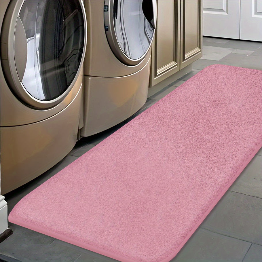 [Soft Bath Mat] Quick-Absorbent Soft Coral Fleece Bath Mat | Non-Slip, Machine Washable, 1.3cm Thick, 520g/㎡, Rectangular Design, for Bathroom, Bedroom, Kitchen, and Laundry Room