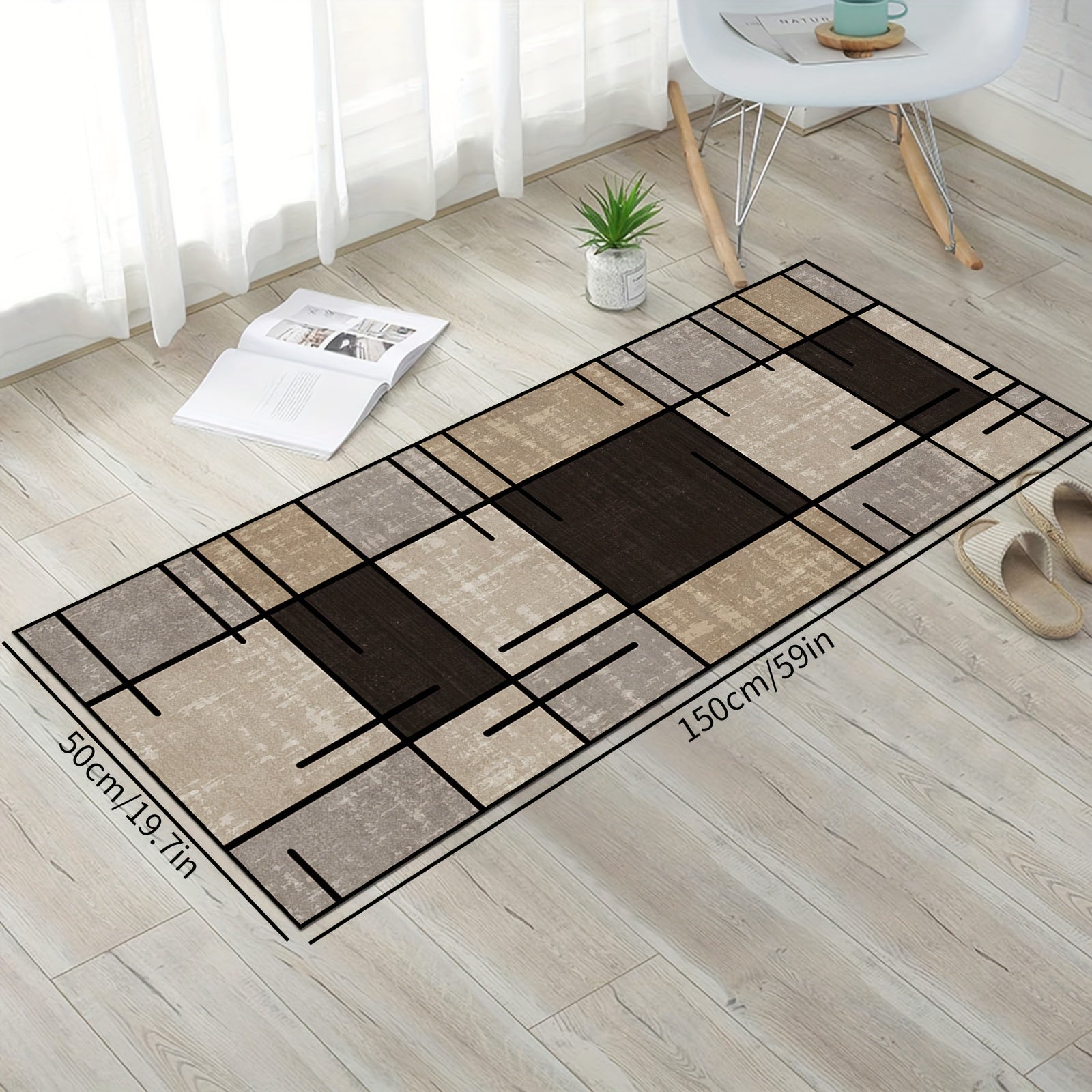 1pc Golden Diamond Fleece Non-Slip Water Absorbent Mat, Made of 100% Polyester, Machine Washable, for Living Room, Bedroom, Kitchen, Bathroom, Patio, Home Decor, Outdoor Decor