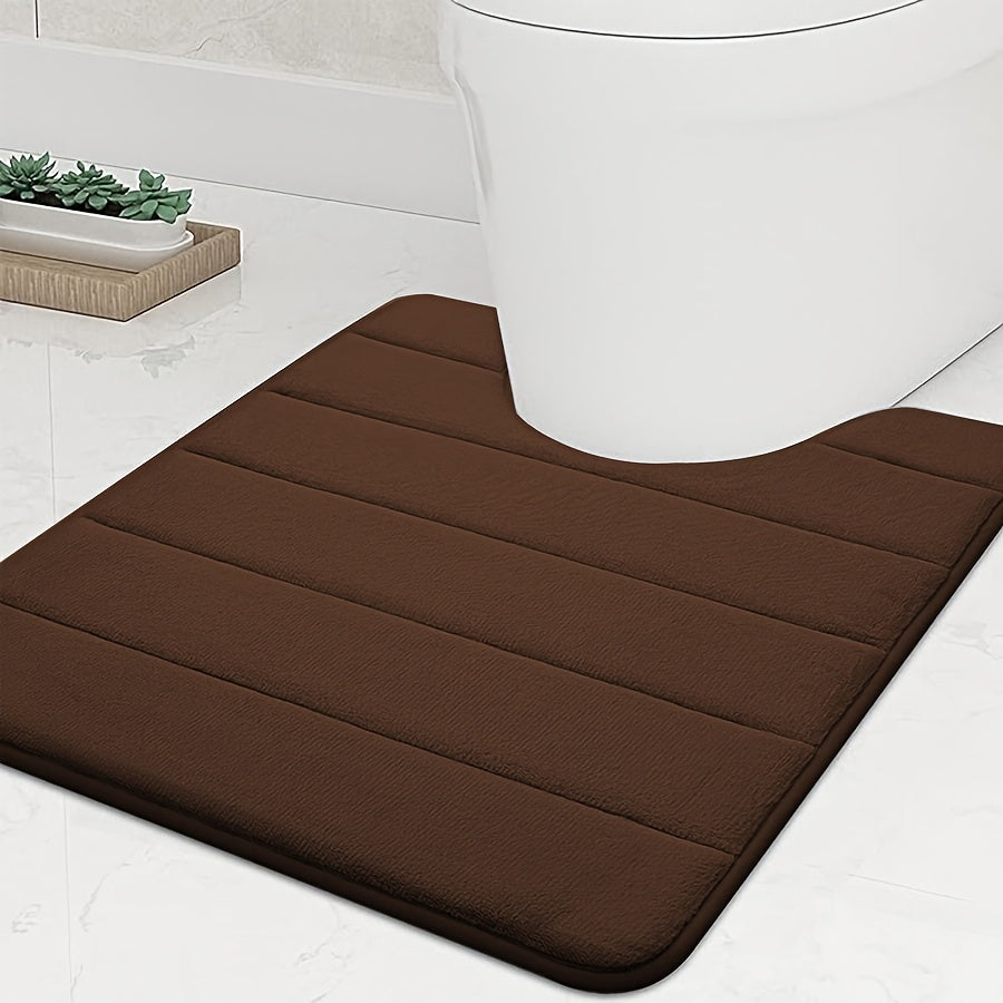 1pc U-shaped Contour. Super Soft. High Resilience Sponge. Coral Fleece. Bathroom Floor Mat, Quick Absorption, Washable, Machine Washable, Quick Drying, Thickened Non-slip Bath Mat, Carpet Soft and Comfortable, Very Suitable for Various Home Decoration