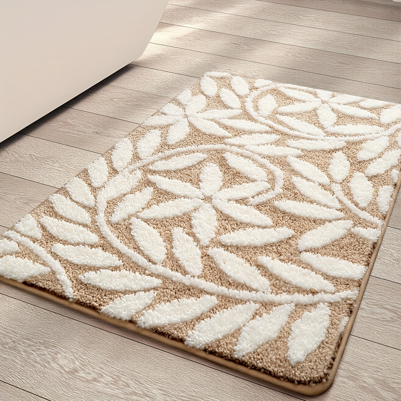 DAJIANG Brand 2cm Thick Soft Non-Slip Plush Velvet Bath Mat - 1050g/㎡, Vintage European Pattern, Rectangular, Machine Washable, Polyester Fiber, TPR Backing
