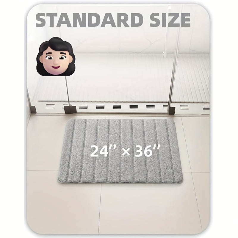 1pc Non Slip Bath Mat, Super Absorbent Floor Mat, Rubber Backing Bathroom Rug, Machine Washable Shower Mat for Bathroom, Laundry, Shower, Tub, Floor, Bathroom Accessories And Home Decor