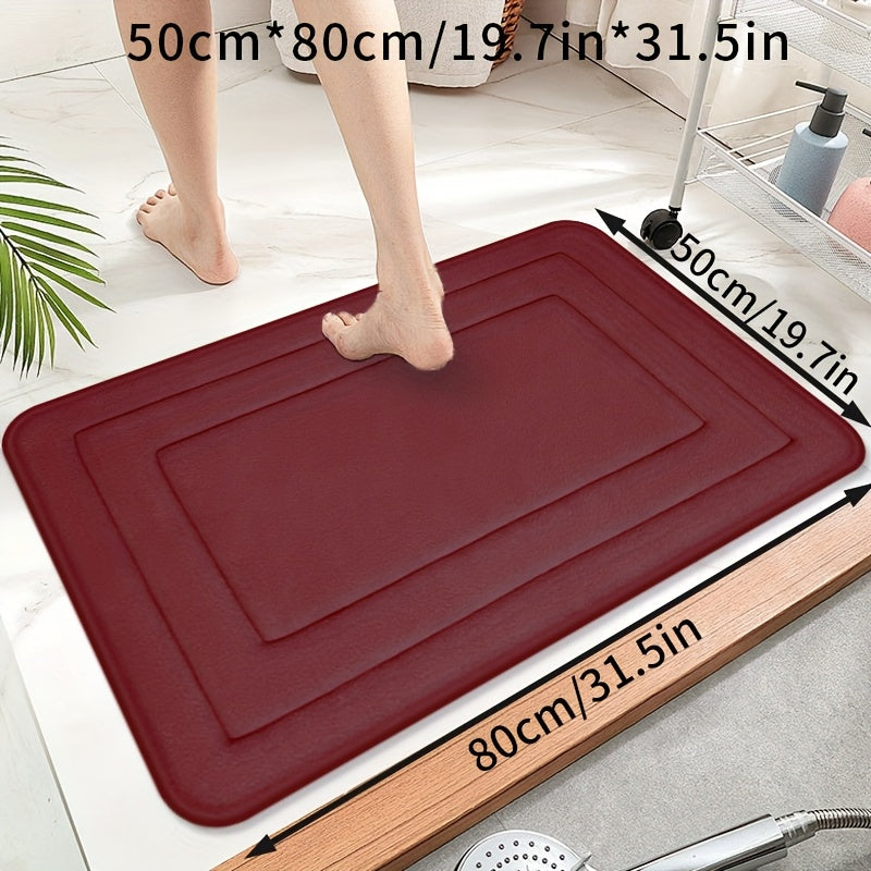 1pc Vintage Coral Fleece Bath Mat, Absorbent Non-Slip Kitchen Rug, Long Strip Floor Mat, Comfortable Standing Pad for Living Room, Bedroom, Bathroom, Sink, Laundry, Office - 650gsm Fabric, Machine Washable, Bathroom Rug