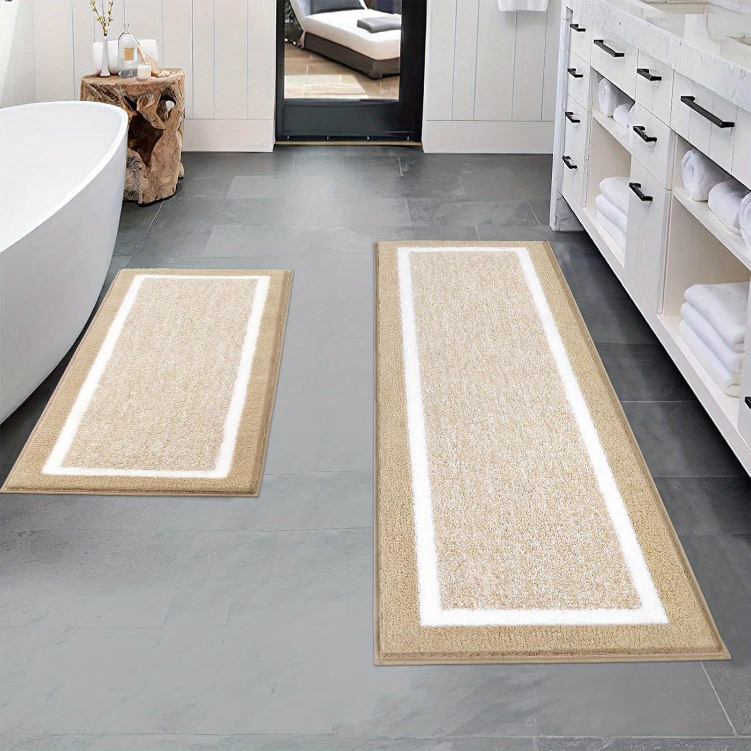 Bathroom Rugs Sets 2pcs, Non Slip Bath Mats for Bathroom, Absorbent Bath Rugs Floor Mat, Machine Washable Shower Rugs for Bathroom Floor, Tub and Shower