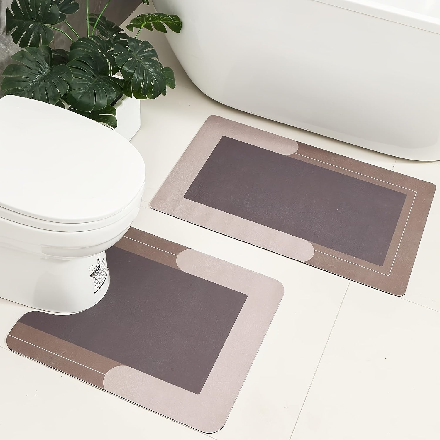 3pcs Ultra Soft Napa Light Beige Bath Mat And U-Shaped Toilet Rug, Water Absorbent And Non Slip Shower Bath Rug for Bathroom