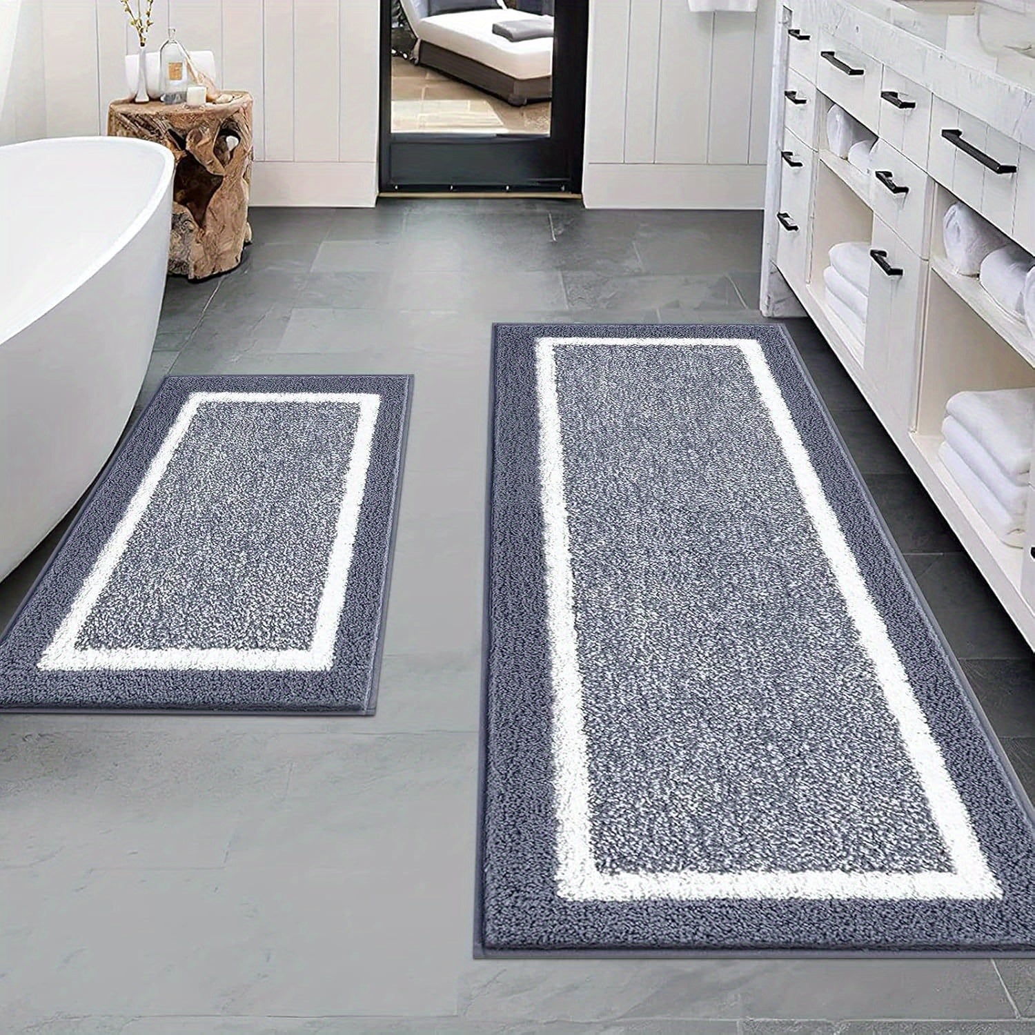 Bathroom Rugs Sets 2pcs, Non Slip Bath Mats for Bathroom, Absorbent Bath Rugs Floor Mat, Machine Washable Shower Rugs for Bathroom Floor, Tub and Shower