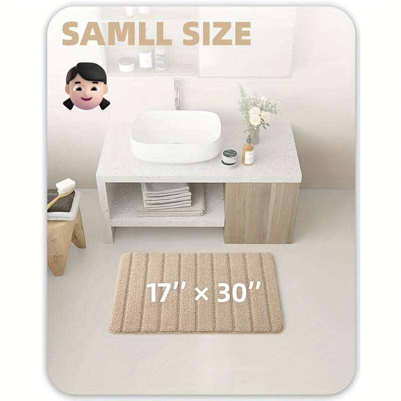 1pc Non Slip Bath Mat, Super Absorbent Floor Mat, Rubber Backing Bathroom Rug, Machine Washable Shower Mat for Bathroom, Laundry, Shower, Tub, Floor, Bathroom Accessories And Home Decor