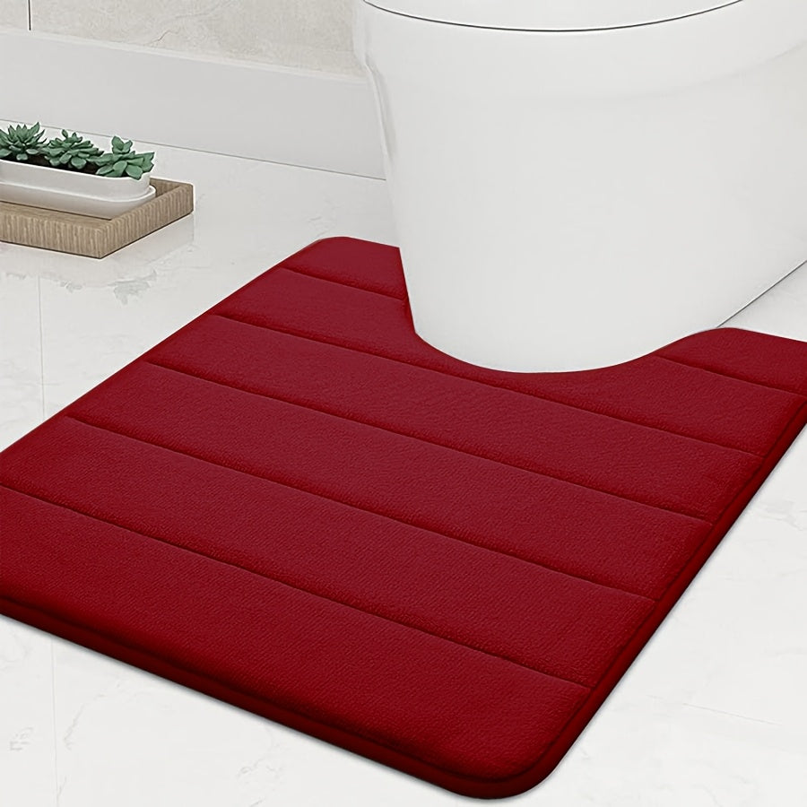 1pc U-shaped Contour. Super Soft. High Resilience Sponge. Coral Fleece. Bathroom Floor Mat, Quick Absorption, Washable, Machine Washable, Quick Drying, Thickened Non-slip Bath Mat, Carpet Soft and Comfortable, Very Suitable for Various Home Decoration
