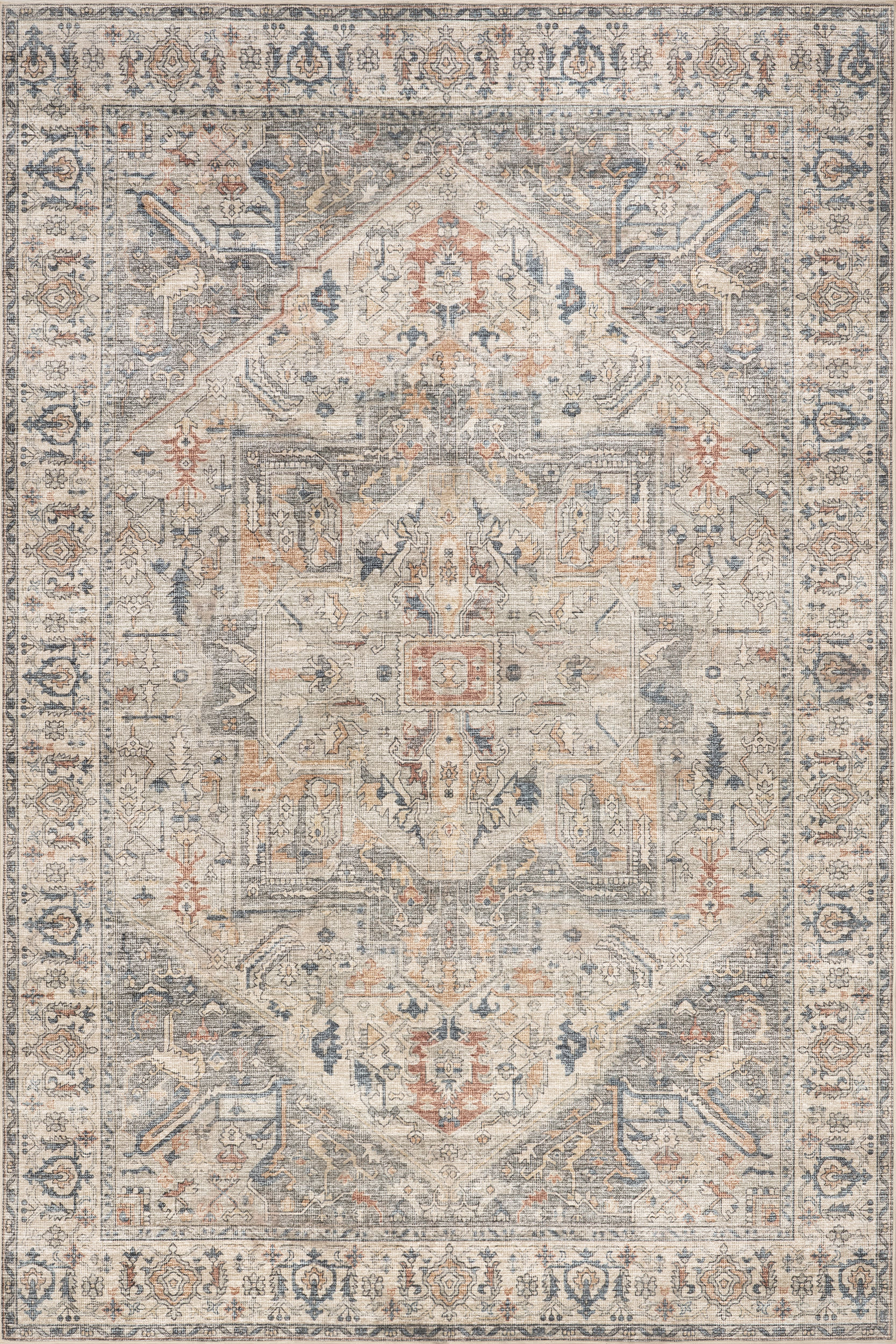 Atrium Medallion Spill Proof Washable Rug | Taupe