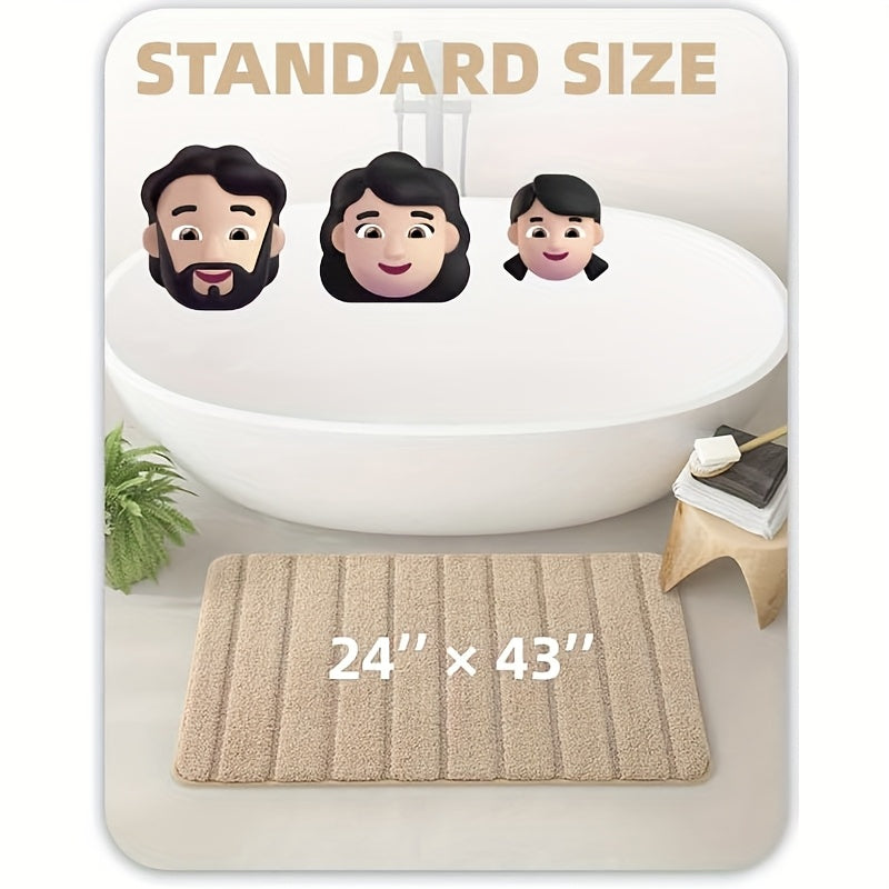 1pc Non Slip Bath Mat, Super Absorbent Floor Mat, Rubber Backing Bathroom Rug, Machine Washable Shower Mat for Bathroom, Laundry, Shower, Tub, Floor, Bathroom Accessories And Home Decor