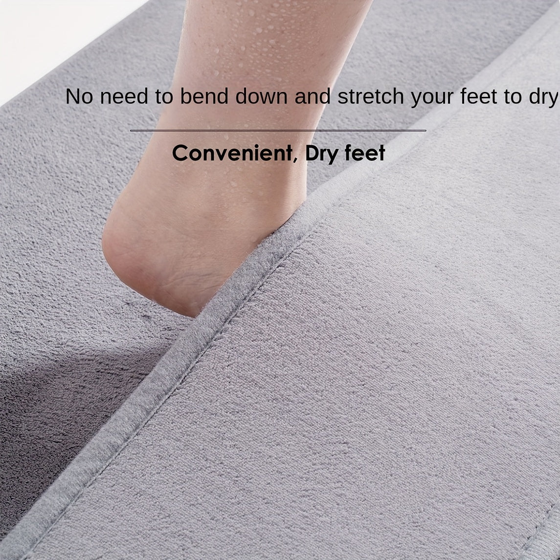 Thickened Absorbent Bathroom Mat Non-Slip Bath Foot Scrubber with Back Wipe Quick-Dry Pad