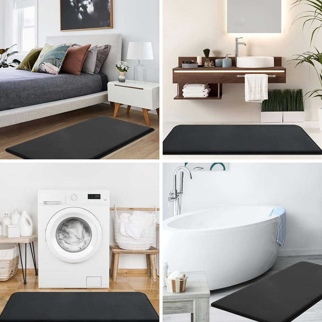 Non-Slip Bath Mat - Quick-Dry Bathroom Floor Mat with Non-Slip Backing, Machine Washable, Soft Cushioned Surface for Shower, Bathtub, Kitchen - Black Bathroom Decor - Durable Polyester Mat for Wet Areas, Bathroom Mat, Shower Safety, Simple Design, Plush