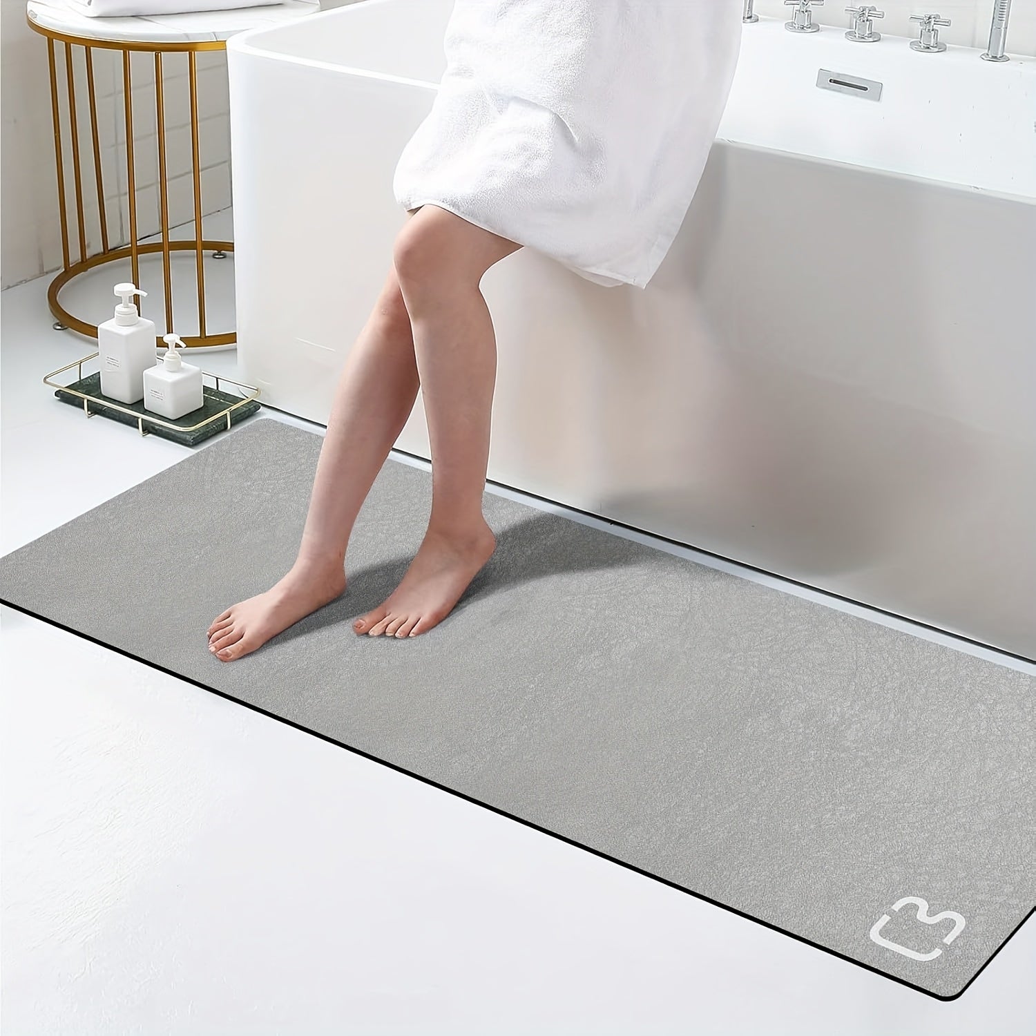 Diatomaceous Earth Bath Mat Bathroom Runner Rugs Long Quick Dry Bathroom Mat Non Slip Rubber Backed Shower Floor Mat,40*100cm
