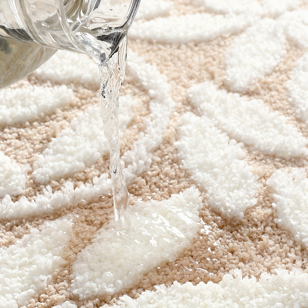 DAJIANG Brand 2cm Thick Soft Non-Slip Plush Velvet Bath Mat - 1050g/㎡, Vintage European Pattern, Rectangular, Machine Washable, Polyester Fiber, TPR Backing