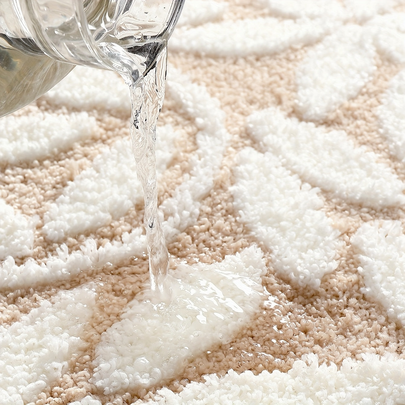 DAJIANG Brand 2cm Thick Soft Non-Slip Plush Velvet Bath Mat - 1050g/㎡, Vintage European Pattern, Rectangular, Machine Washable, Polyester Fiber, TPR Backing