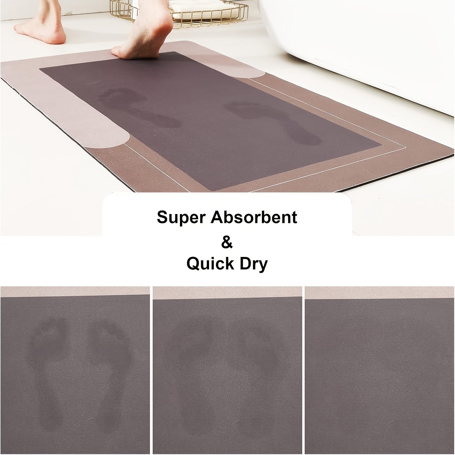 3pcs Ultra Soft Napa Light Beige Bath Mat And U-Shaped Toilet Rug, Water Absorbent And Non Slip Shower Bath Rug for Bathroom
