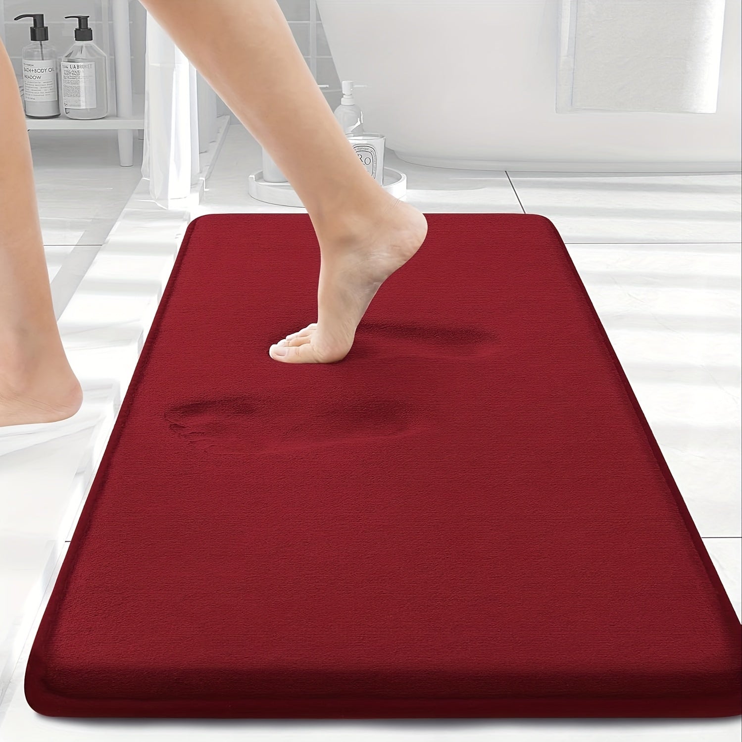 Non-Slip Bath Mat - Quick-Dry Bathroom Floor Mat with Non-Slip Backing, Machine Washable, Soft Cushioned Surface for Shower, Bathtub, Kitchen - Black Bathroom Decor - Durable Polyester Mat for Wet Areas, Bathroom Mat, Shower Safety, Simple Design, Plush