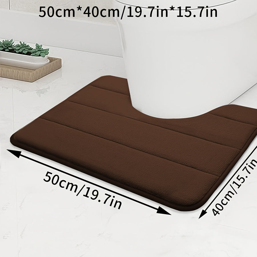 1pc U-shaped Contour. Super Soft. High Resilience Sponge. Coral Fleece. Bathroom Floor Mat, Quick Absorption, Washable, Machine Washable, Quick Drying, Thickened Non-slip Bath Mat, Carpet Soft and Comfortable, Very Suitable for Various Home Decoration
