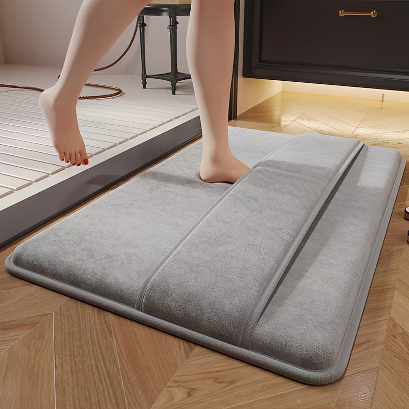 Thickened Absorbent Bathroom Mat Non-Slip Bath Foot Scrubber with Back Wipe Quick-Dry Pad