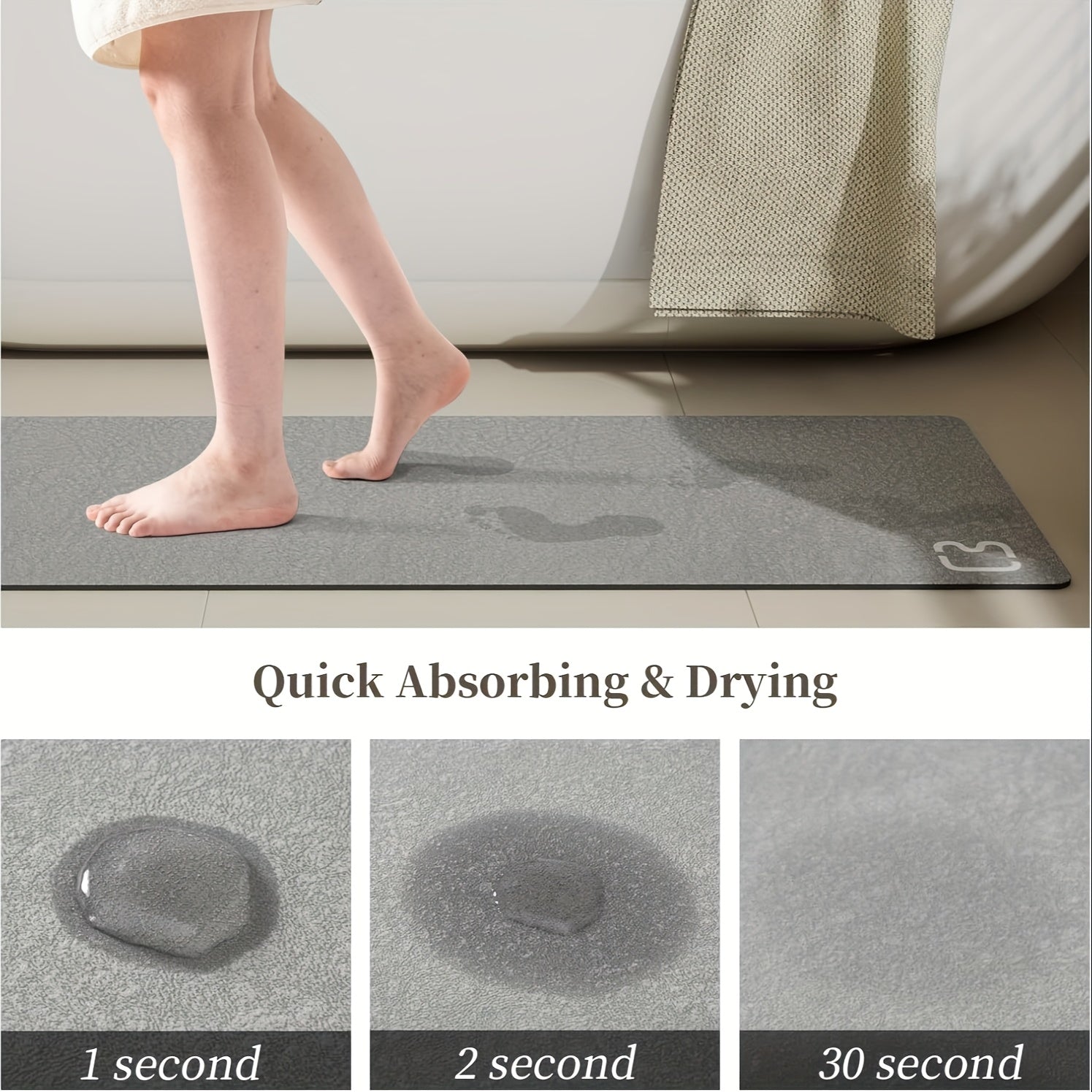Diatomaceous Earth Bath Mat Bathroom Runner Rugs Long Quick Dry Bathroom Mat Non Slip Rubber Backed Shower Floor Mat,40*100cm