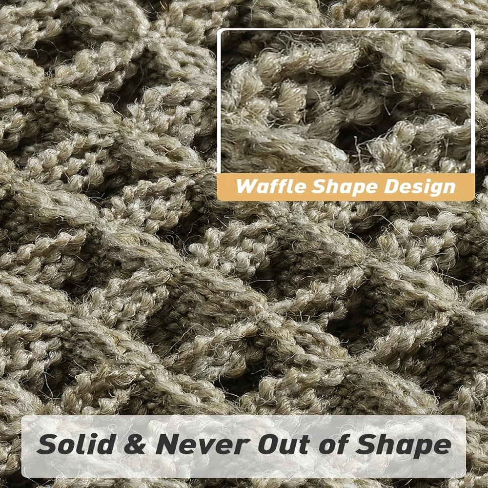 SIXHOME Ultra-Absorbent Waffle Bath Mat - Non-Slip, Machine Washable with Tassels, Rubber Backed Polyester Blend Rug for Bathroom Floor