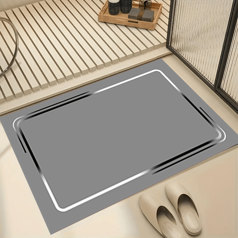 [Non-Slip Mat] 1pc Non-Slip Diatomaceous Earth Mat - Absorbent, Machine Washable, Rectangular Anti-Slip Rubber Mat with Black Border, 1000g/m², Ideal for Bathroom, Kitchen, and More