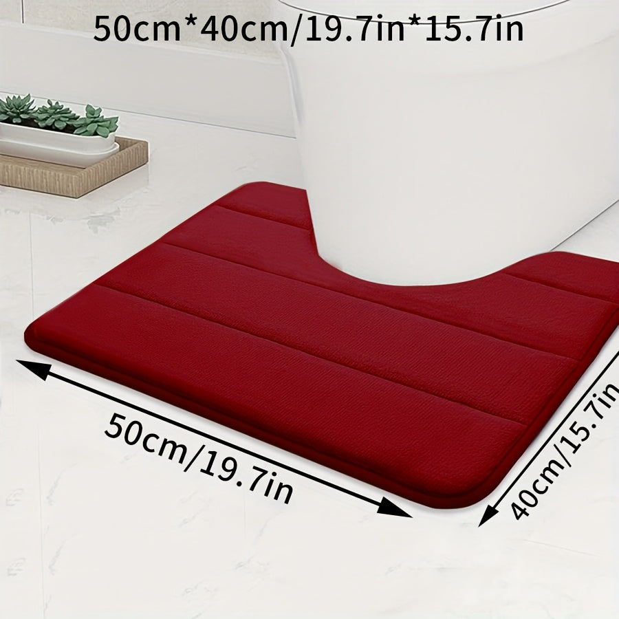 1pc U-shaped Contour. Super Soft. High Resilience Sponge. Coral Fleece. Bathroom Floor Mat, Quick Absorption, Washable, Machine Washable, Quick Drying, Thickened Non-slip Bath Mat, Carpet Soft and Comfortable, Very Suitable for Various Home Decoration