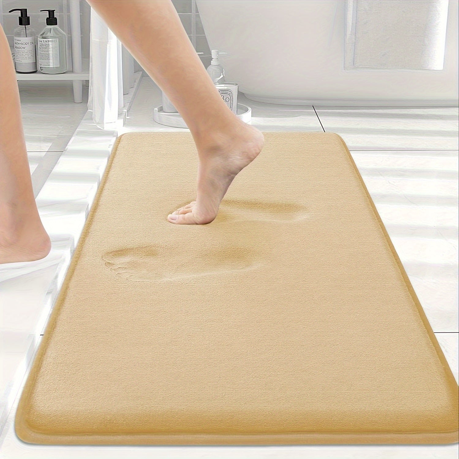 Non-Slip Bath Mat - Quick-Dry Bathroom Floor Mat with Non-Slip Backing, Machine Washable, Soft Cushioned Surface for Shower, Bathtub, Kitchen - Black Bathroom Decor - Durable Polyester Mat for Wet Areas, Bathroom Mat, Shower Safety, Simple Design, Plush