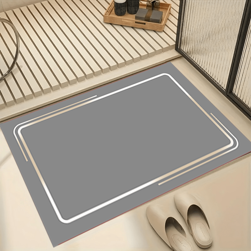 [Non-Slip Mat] 1pc Non-Slip Diatomaceous Earth Mat - Absorbent, Machine Washable, Rectangular Anti-Slip Rubber Mat with Black Border, 1000g/m², Ideal for Bathroom, Kitchen, and More