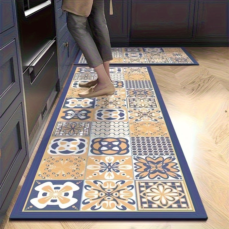 1pc Diatomite Bath Mat Super Absorbent Kitchen Rug Bathroom Floor Mat Long Doormat Vintage Style Non Slip Safe for Bath Kitchen Hotel Entrance Welcome Mat Short Pile Washable for Home Laundry Bathroom Decoration