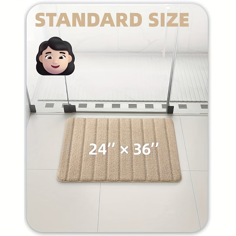 1pc Non Slip Bath Mat, Super Absorbent Floor Mat, Rubber Backing Bathroom Rug, Machine Washable Shower Mat for Bathroom, Laundry, Shower, Tub, Floor, Bathroom Accessories And Home Decor