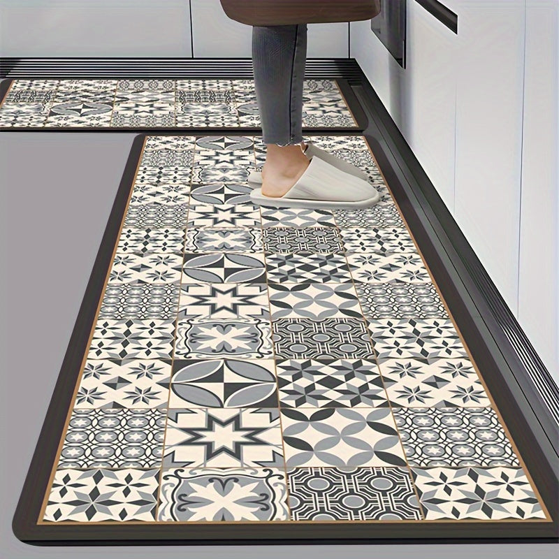 Retro Style Diatom Mud Mat - 3.7mm Thickness, Super Absorbent and Slip-Resistant for Safety – Perfect Bathroom, Kitchen Floor & Hotel Use, Home Decor, Elegant Flooring, Classic Pattern, Hand Wash Only, Durable Material, Nonslip Pad, Household Accessories,